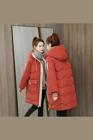 Merkloos Katoenen kleding/halflange dames/losse winterjas/dikke katoenen gewatteerde jas/katoenen gewatteerde jas XL