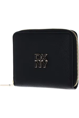 DKNY Leren Portemonnee Milan Tie Zip Around Wallet Zwart
