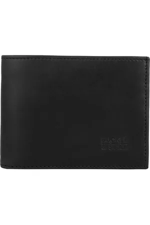 Buckle & Seam Leren Portemonnee Bill Blu Wallet Zwart