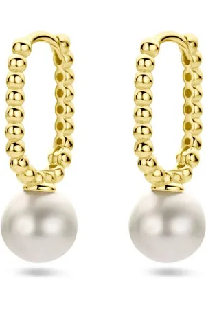 Cataleya Jewels Zilveren goldplated klapoorringen synth. parel