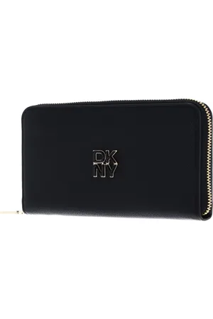 DKNY Leren Portemonnee Milan Tie Zip Around Wallet Zwart