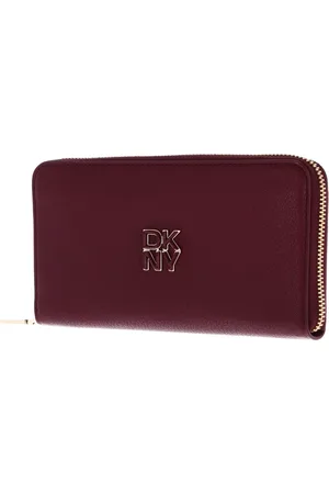 DKNY Leren Portemonnee Milan Tie Zip Around Wallet Wijnrood