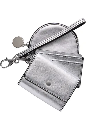 Fossil Leren Kaarthoes Utensil zak Rio Pouch Wristlet Wallet Zilverkleurig