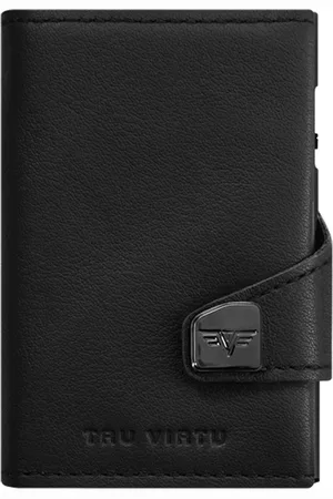 TRU VIRTU® Leren Portemonnee Click & Slide Coin Pocket Zwart