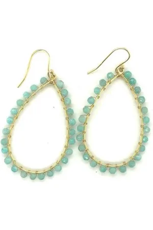 Cataleya Jewels Zilveren gold plated oorhangers met amazoniet steentjes