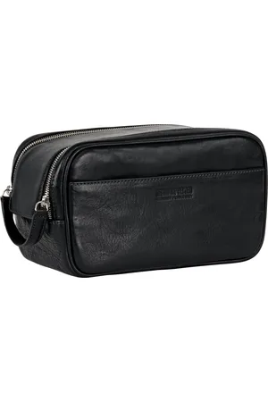Leonhard Heyden Leren Toilettas Bergamo Washbag Zwart