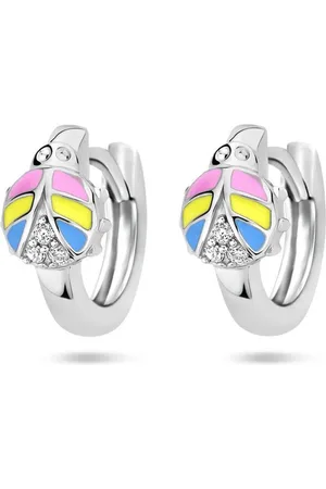 Cataleya Jewels Zilveren klapoorringen lieveheersbeestje zirkonia