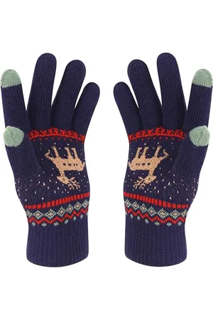 Merkloos 1 paar thermische handschoenen met sneeuwvlokkenprint - verdikte warme handschoenen met touchscreen - kerstrendierhandschoenen - koudebestendige handschoenen voor buiten fietsen - fluwelen verdikte koudebestendige handschoenen - unisex
