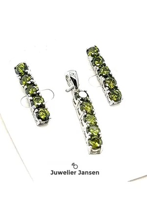Cataleya Jewels Set oorhangers en hanger groene zirkonia
