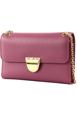 Coccinelle Leren Portemonnee Schoudertas Ever Mini Bag Wallet Grained Leather Paars