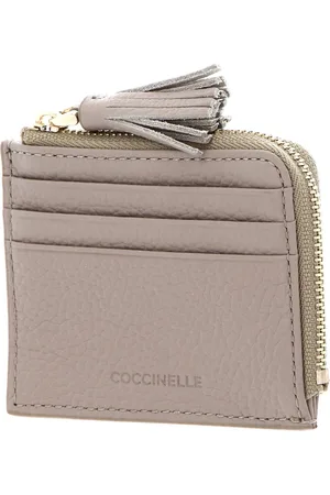 Coccinelle Leren Kaarthoes Tassel Credit Card Holder Beige