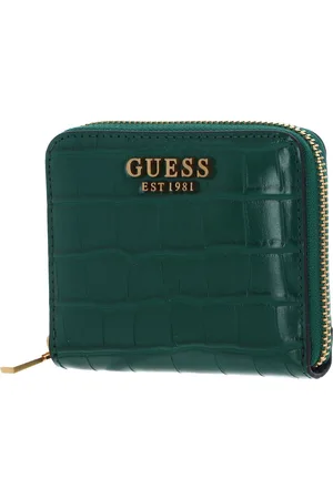 Guess Portemonnee Laurel SLG Small Zip Around Wallet Donkergroen