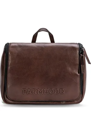 FARMHOOD Leren Toilettas Memphis Toiletry Bag Donkerbruin