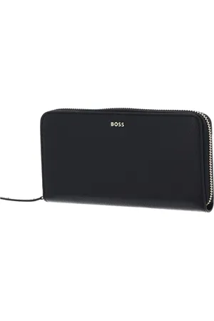 HUGO BOSS Leren Portemonnee Alyce Ziparound Wallet Zwart