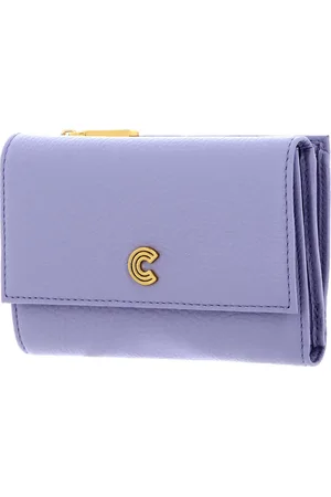 Coccinelle Leren Portemonnee Myrine Wallet Grained Leather Paars