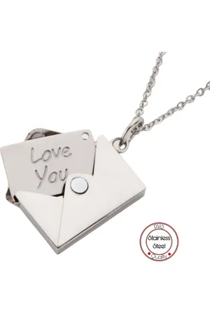 Soraro I Love You | Leuke Ketting voor Hem en Haar | Zilverkleurig | Envelop | Relatie Geschenk | Relatie Koppel Cadeau | Cadeautje voor vrouw | Romantisch Cadeau