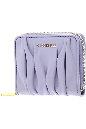 Coccinelle Leren Portemonnee Metallic Goodie Wallet Smooth Calf Leather Soft Paars