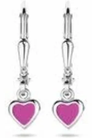 Cataleya Jewels Gerhodineerd 925 zilveren oorhangers uitgevoerd met roze emaille