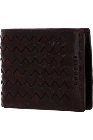 Bugatti Leren Portemonnee Woven Wallet With Flap Bruine