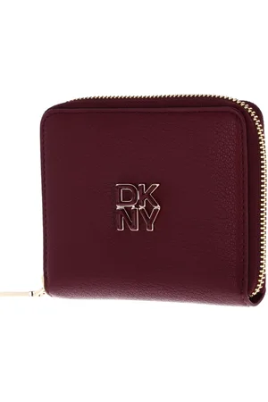 DKNY Leren Portemonnee Milan Tie Zip Around Wallet Wijnrood