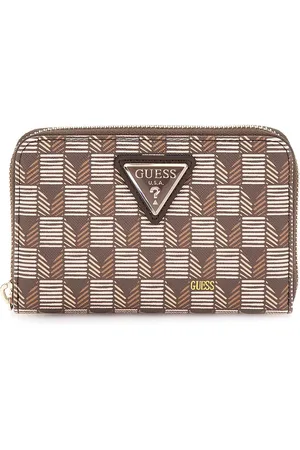 Guess Portemonnee G Wave SLG Medium Zip Around Wallet Bruine