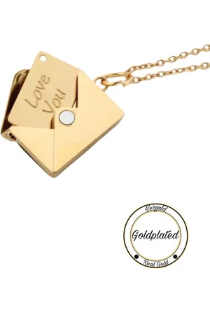 Soraro I Love You | Leuke Ketting voor Hem en Haar | Goudkleurig | Goldplated | Envelop | Relatie Geschenk | Relatie Koppel Cadeau