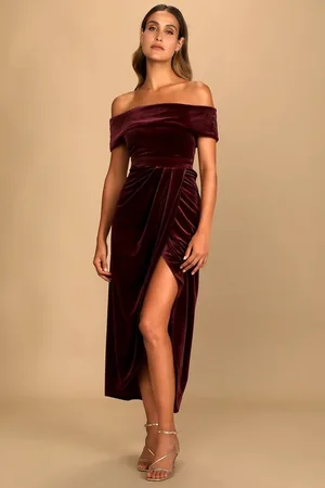 Merkloos Fluwelen jurk dames lange elegante fluwelen avondjurk cocktailjurk feestjurken winter XL