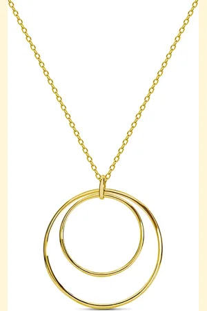 Miore Gouden Harmonie Ketting, 14Kt Goud - Cirkel Zen Hanger - 45cm