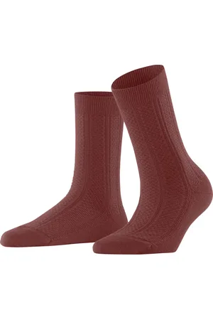 Falke Needlepoint warme ademende katoen sokken dames rood