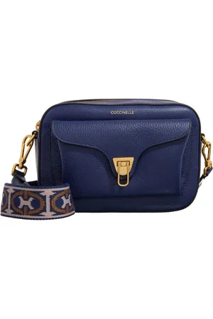 Coccinelle Leren Schoudertas Beat Soft Ribb Crossbody Bag Grained Leather Blauw