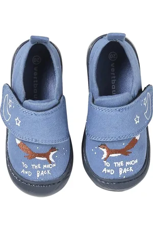 Vertbaudet Denim stoffen sloffen met klittenband voor baby