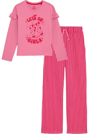 WE Fashion Meisjes pyjamaset met opdruk