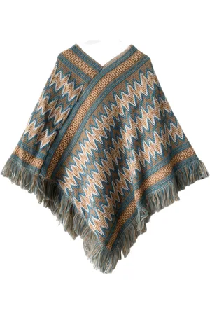 N3 Collecties Bohemian Knitted Tassel Warme Mantel Jas Herfst Winter Poncho
