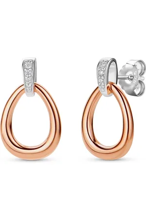 Miore Oorbellen met Zirkonen - Verguld - Gold Filled - Kleur Roosgoud en Zilver - allergeenvrij - Handgemaakte Hoogwaardige Sieraden
