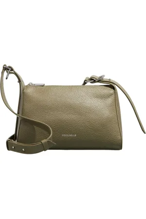 Coccinelle Leren Schoudertas Bishop Mini Bag Grained Leather Olijfgroen