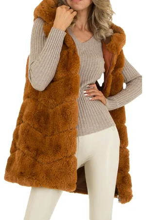Merkloos Dilena Fashion Faux Fur Bodywarmer Capuchon