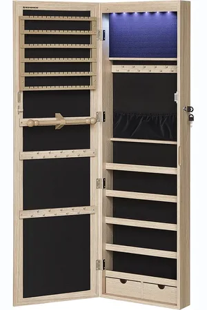 Merkloos Hangende sieradenkast - sieradenorganizer - wandgemonteerde sieradenkast - MDF-materiaal - ruimtebesparend - 37 cm x 10 cm x 120 cm