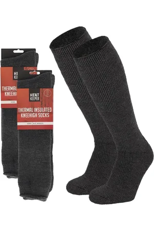 Heat Keeper 2 Paar thermo kniekousen voor dames antraciet/donkergrijs 36/41 - Wintersport kleding – Thermokleding - Winter knie kousen - Thermo sokken