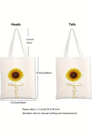 Merkloos Stoffen Tas - Jesus - Zonnebloem - Christelijk