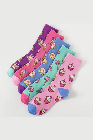 Merkloos Fastfood sokken - dames - meisjes - jongens - happy socks - vrolijke sokken - cupcake - donut - lolly - geschenk - cadeau