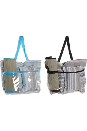 Dkd Home Decor Strandtas 44 x 23 x 62 cm Canvas Blauw Bruin Groen PVC (2 Stuks)