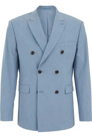 WE Fashion Heren slim fit double-breasted blazer