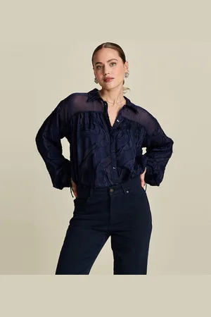 POM Amsterdam Jaqcuard Midnight Blue Blouses Dames -