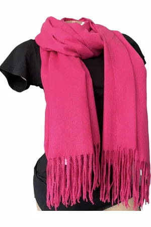 Merkloos Lange Warme Sjaal - Fuchsia/Roze - 200 x 70 cm (82331016#)
