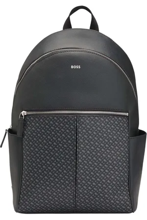 HUGO BOSS Leren Vrije tijd rugzak Rugzak met laptopvak Zair N Backpack Zwart