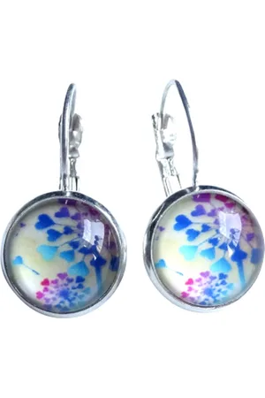 2 Love It Dandelion Heart - Oorbellen - Lengte 3 cm - Diameter 12 mm - Blauw - Geel - Roze - Paars - Wit - Zilverkleurig
