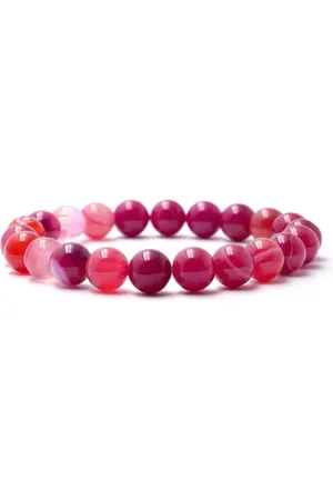 Bixorp Gems Roze Botswana Agaat Edelstenen Armband - Gepolijste Edelsteen Kralenarmband - 20cm