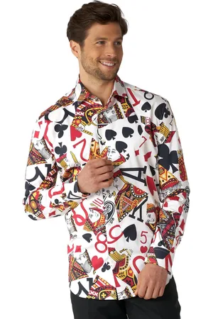 OppoSuits King Of Clubs Shirt - Heren Overhemd - Carnavalskleding - Casino Kaartspel Shirt - Meerkleurig