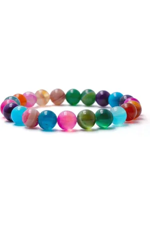 Bixorp Gems Regenboog Botswana Agaat Edelstenen Armband - Gepolijste Edelsteen Kralenarmband