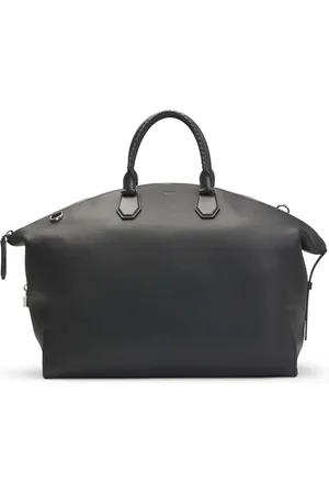 HUGO BOSS Leren Reistas Gabry Holdall Zwart